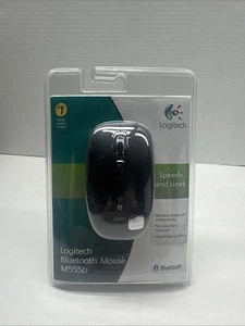 Logitech Wireless Mouse M555b Bluetooth Metal Wheel Badge Graphite Black Silver - Picture 1 of 6
