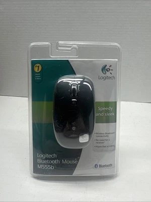 Logitech Wireless Mouse M555b Bluetooth Metal Wheel Badge Graphite Black Silver - Image 1 of 4