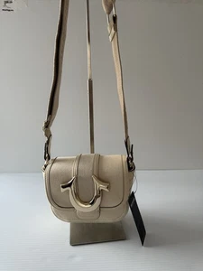 TRUE RELIGION Cream Mini Horseshoe Flap Crossbody Bag BNWT Canvas - Picture 1 of 11