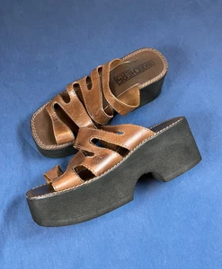 Vintage Y2K SKechers Stomper Platform Sandals Straps Brown Womens 7 Black RARE - Picture 1 of 15