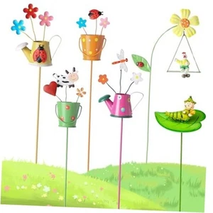 6PC Metal Spring Garden Decoration Stakes for Plant Pot Yard Decor Yard Stakes - Picture 1 of 7