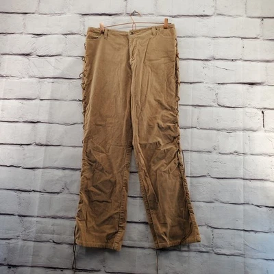 FASHION BUG Pants Womens 14 Western Vintage Zip Lace Up Straight Corduroy Tan - Image 1 of 4