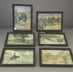 LOTE de Colección Enmarcado Rústico Impresión Artística Will James Años 30 Western Cowboy Ranch Decoración - Imagen 1 de 24
