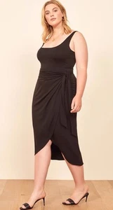 Reformation Dress Womens Kaila Jersey Knit Midi Wrap Black Capsule Summer Med - Picture 1 of 9