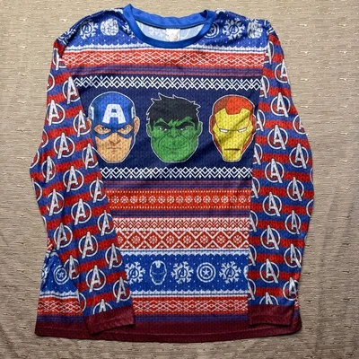 Camisa de Navidad Fea Marvel Avengers Capitán América, Hulk, Iron Man Manga Larga Foto 1 de 4