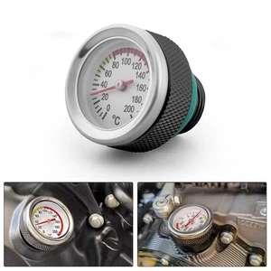 M20x1.5 Oil Temp Temperature Gauge Filler Cap For Motorcycle 0-200 Celsius Black - Picture 1 of 7