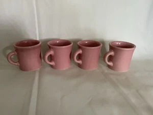 4 VINTAGE HOMER LAUGHLIN SCHWERE RESTAURANTWARE rosa KAFFEETASSEN USA - Bild 1 von 4