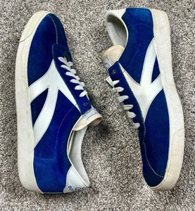 Vintage U.S.A. OLYMPICS 70-80'S SUEDE SNEAKERS BLUE WHITE 9.5D MADE IN KOREA - Picture 1 of 7
