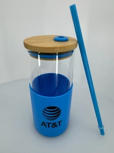 GLASS Tumbler with Lid and Straw AT&T - Picture 1 of 8