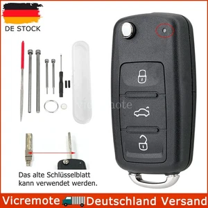 3 Tasten Klapp Autoschlüssel Gehäuse für VW Golf 6 UP Polo Tiguan Scirocco Eos - Bild 1 von 13
