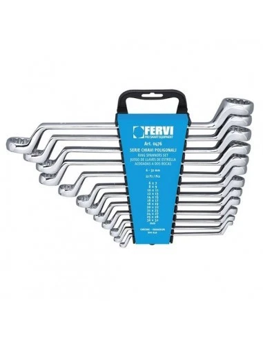 Serie Chiavi fisse Fervi 0476 combinate poligonali a stella cromo 6-32 mm lucide - Immagine 1 di 3