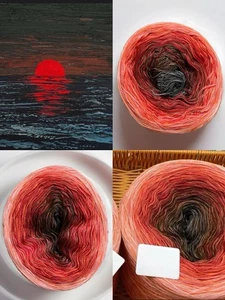 1 Lb Lyocell Tencel Cotton Sultan Ombre Cake Yarn Sunset Orange Red Grey Brown - Picture 1 of 7
