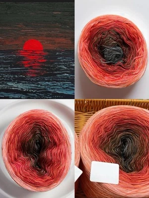 1 Lb Lyocell Tencel Cotton Sultan Ombre Cake Yarn Sunset Orange Red Grey Brown - Image 1 of 4