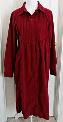 Scandia Woods Dress Womens 12P Red Corduroy Cotton Pleated Pintuck  Lagenlook - Image 1 of 4