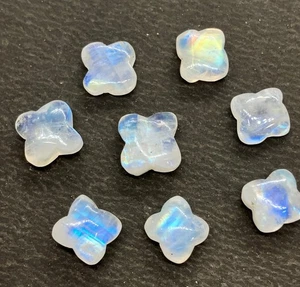Natural Rainbow Flower Moonstone Flat Back AAA Loose Gemstone For Making Jewelry - Picture 1 of 24