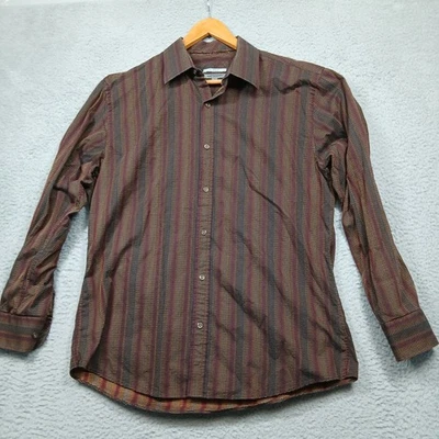 Camisa Johnston & Murphy a medida para hombre grande marrón rojo rayas geométricas Foto 1 de 4