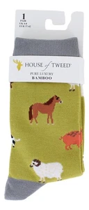 House Of Tweed Womens Farmyard Dark Green Animal Luxury Premium Bambo Socks - Picture 1 of 2