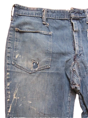 Винтажные джинсы 70-х Sailor Flare фермерские состаренные выцветшие винтажная рабочая одежда талия 32 - Изображение 1 из 4