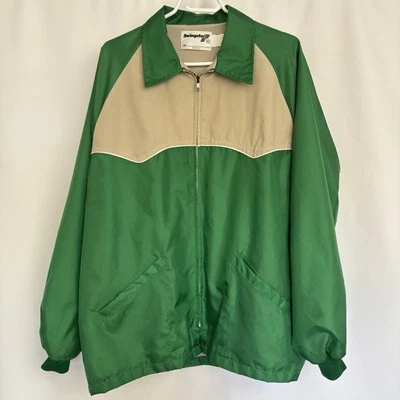 Chaqueta Swinger Vintage Años 70 Cremallera Nylon Verde Hombros Occidentales Para Hombre XL Vaquero Foto 1 de 4