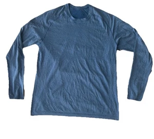 Camisa Lululemon Para Hombres XL Azul Metal Ventilación Tecnología Rendimiento Manga Larga Etiqueta Rasgada - Imagen 1 de 9