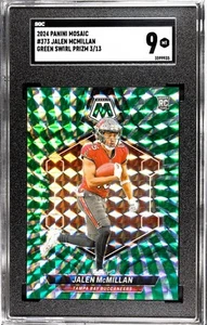 2024 Panini Mosaic #373 Jalen McMillan Rookie /13 GREEN SWIRL SGC 9 - Foto 1 di 2