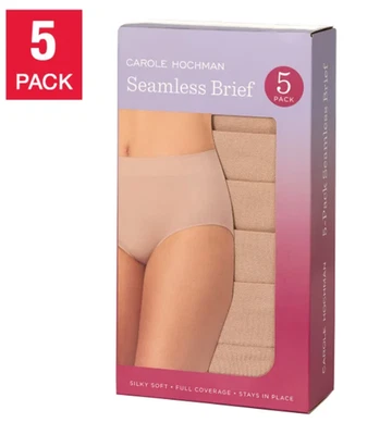 Calzoncillo sin costuras para mujer Carole Hochman, talla mediana, paquete de 5 (bronceado) Foto 1 de 4