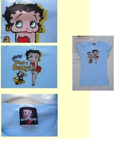 NEW S or M BETTY BOOP COTTON SPANDEX T SHIRT JR CUT - Foto 1 di 1