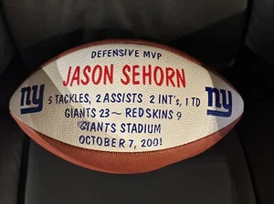 Jason Sehorn Defensive MVP Ball From 10/7/2001 Vs Redskins Rare Piece - Picture 1 of 4