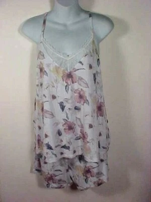 Tahari 2 piezas Crema Floral Cami Camisola y Pantalones Cortos Conjunto Íntimo Nuevo con Etiquetas Talla L Foto 1 de 4