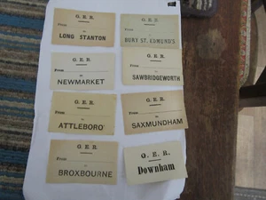 8 X  Vintage  G.E.R - GREAT  EASTERN RAILWAY  Luggage  Labels Lot 2 - Picture 1 of 1