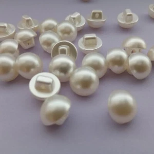 Ivory Pearl Sewing Buttons 12mm (1/2") Wedding Bridal Gowns Shank Buttons - Picture 1 of 2