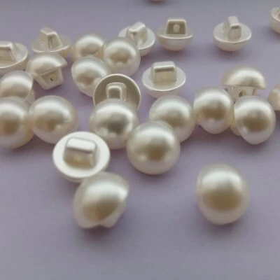 Ivory Pearl Sewing Buttons 12mm (1/2")  Wedding Bridal Gowns Shank Buttons - Image 1 of 2