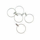 Silver Tone Earring Wires - Wine Charms Hoops - 28mm - 4 Pieces 2 Pairs - FD538