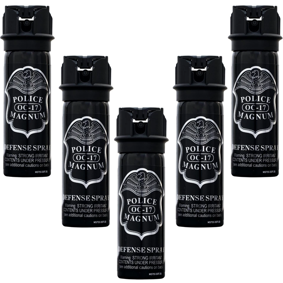 5 pack POLICE MAGNUM 3oz Flip Top pepper spray Self Defense Security Protection