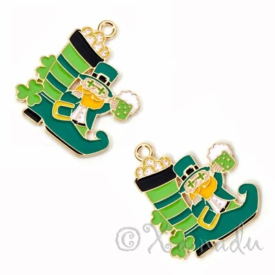 Lucky Beer Mug Charms 26mm St Patty's Day Clover Pendants C947809 - 5, 10, 20PCs - Image 1 of 4
