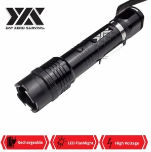 DZS METAL Tactical Stun Gun Rechargeable With LED Flashlight - Picture 1 of 3