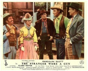The Stranger Wore A Gun Original Lobby Card Randolph Scott Claire Trevor 1953