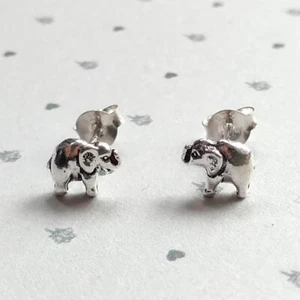 Sterling Silver 925 Little Elephant Stud Earrings - Picture 1 of 3