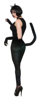 Leggings de gato negro cola gatito animal disfraz elegante accesorio Foto 1 de 2