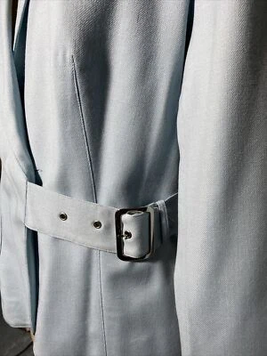 Metrostyle Blue Wool Blazer with Button and Belt Closure and Pocket: Size 10 - Image 1 of 4