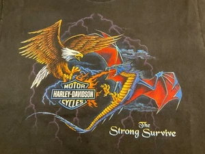 Vintage 1998 Harley Davidson The Strong Survive Eagle Dragon Lightning T-Shirt Large - Bild 1 von 10