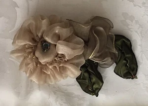 Organza Flower Pin • 6 Inch Organza Flower for Hat, Suit • Champagne • STUNNING! - Picture 1 of 3