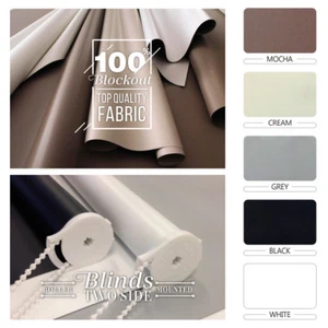 100% BLOCKOUT Roller Blind 60-210cm (Width) x 120cm (Drop) - 5 Colors - Picture 1 of 26