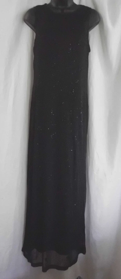 Vintage City Triangles Formal Maxi Dress Size M Black Sparkle Lined Polyester  - Image 1 of 4