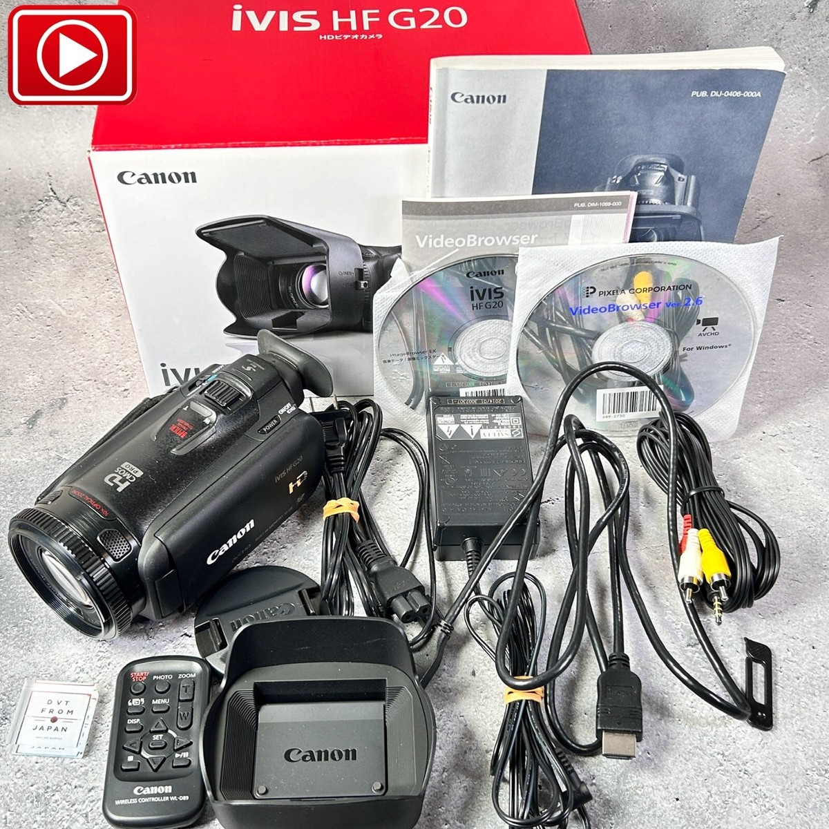 ☆ジャンク【Canon】iVIS HF G20 HD ビデオカメラ キャノン Canonデジタルビデオカメラ iVIS HF G20 【ジャンク】（付属品