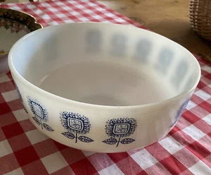 VINTAGE BUNDESOFENGESCHIRR MILCHGLAS blau blume feurig MISCHUNG Obst SCHÜSSEL - Bild 1 von 10