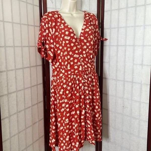 MADEWELL BUTTON FRONT TIE SLEEVE RETRO DRESS HAPPY HIBISCUS SIZE 12 - Bild 1 von 9