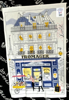 Nuevo Winkler ARTE FRANCÉS París ALGODÓN Cocina Plato Toalla de Té Francia 19X28 Fromager Foto 1 de 4