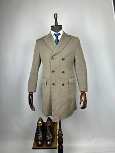 Suitsupply Herren Braun Fischgrät Wolle Zweireiher Mantel Overcoat US 38 EU 48 - Bild 1 von 14