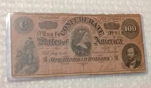 USA. Confederate States. One Hundred Dollars. 1864 - $100. SERIES 38016 - Picture 1 of 8